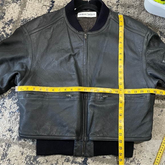 Vintage 80’s Giorgio Armani Leather Bomber Jacket Size 38 USA S/M - Picture 7 of 11